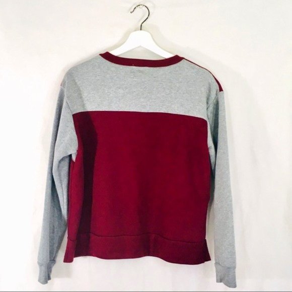 PST by Project Social T Sweatshirt Comfy Cozy Bunny Soft Maroon Grey Color Block - Picture 6 of 9